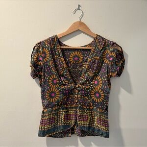 LaRok vintage 100% silk button blouse ASO Summer Roberts